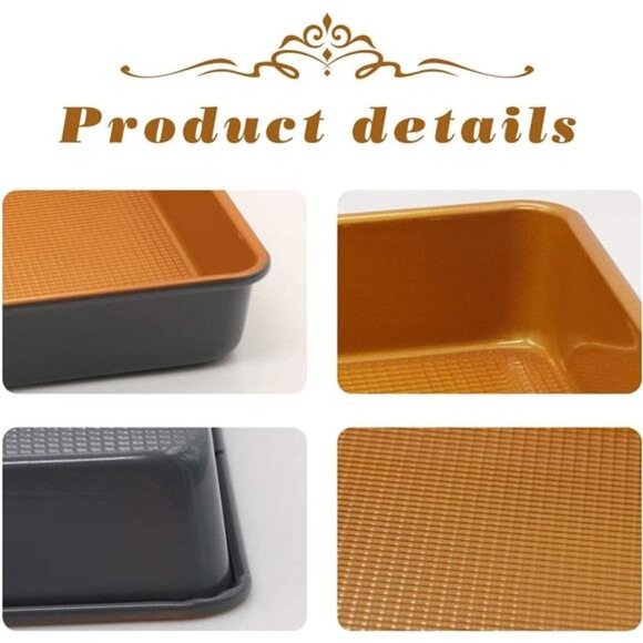 15''x11''x2'' Deep Large Half Sheet Cake Pan Set, 1/2 Size Rectangular 2-Piece - Picture 4 of 7